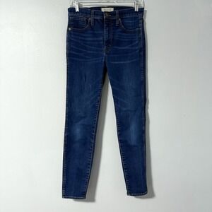 Madewell Women's Jeans 10" High Rise Skinny Dark Wash Light Distressing 28